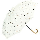 ビコーズ PUキャッツ ホワイト 白色 猫柄 傘 レディース 長傘 雨傘 日傘 UVカット 遮光 晴雨兼用 大きい 丈夫 手開きタイプ