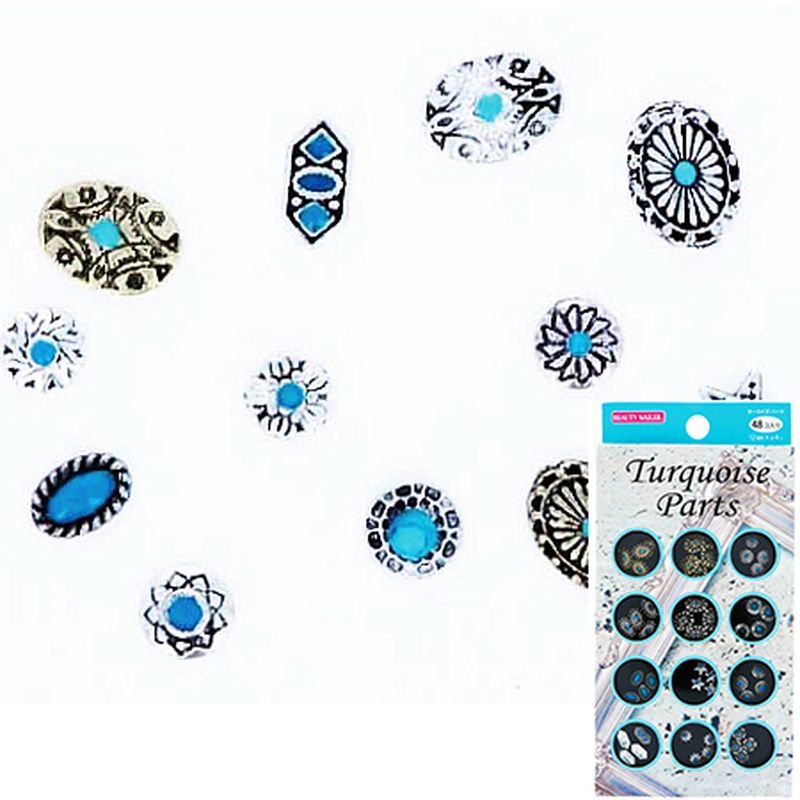 ビューティーネイラー ネイルパーツ ターコイズ パーツ 12種類 各4コ ネイルジュエリー ネイルストーン ネイル デコ用 ジュエリー 手芸
