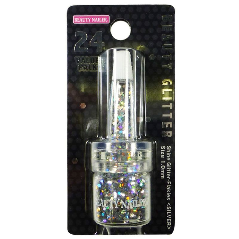 Rakuten - ビューティーネイラー ネイル用パウダー ビューティーグリッター シャイングリッターフレイキーズ シルバー BGP-24