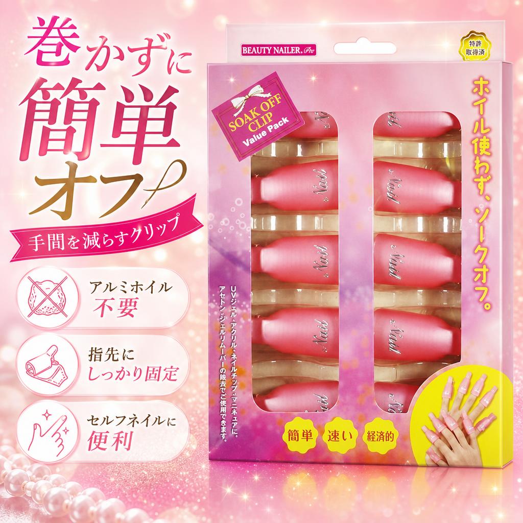 ビューティーネイラー ソークオフクリップ バリューパック 10個 SOV-2 ピンク