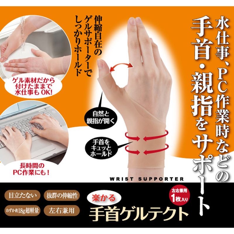 シェモア 楽かる手首ゲルテクト 左右兼用 サポーター 手首腱鞘炎サポーター 手首サポーター グッズ 手首 腱鞘炎