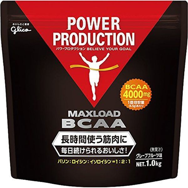 グリコ パワープロダクション マックスロードBCAA グレープフルーツ味 1.0kg BCAA 4000mg アミノ酸 粉末 日本製 有酸素運動 筋持久力 必須アミノ酸