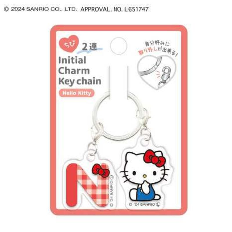 クラックス ハローキティ チビ2レン イニシャルチャームキーホルダー N アクセサリー 小物 かわいい おしゃれ キーホルダー チャーム