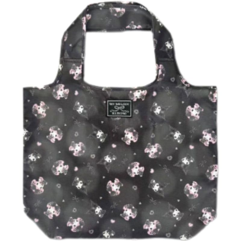 畑山商事 サンリオ 折り畳みエコバッグ ダークガーリー マイメロディ&クロミ ブラック 使用時約H36 W45 D12cm 収納時約H14 W16cm 33203250