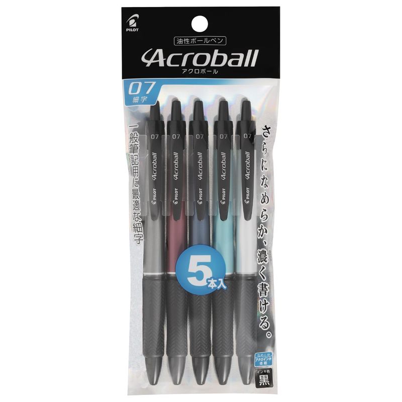 PILOT 油性ボールペン アクロボールTシリーズ 5本入 0 7mm メタリック5色 黒 PBAB75FT5PB パック入 パイロット