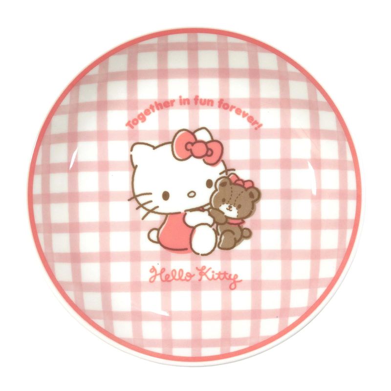 サンリオ (SANRIO) ハローキティ 皿 カレー皿 パスタ皿 20cm 電子レンジ 食洗機対応 食器 グッズ 雑貨 染付 チェック 日本製 300104