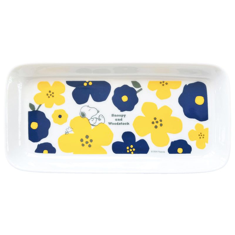 PEANUTS (ピーナッツ) スヌーピー 皿 長角皿 ロングプレート 約22×11cm 電子レンジ 食洗機対応 食器 グッズ 雑貨 スヌーピーモーメント フラワー 日本製 619133