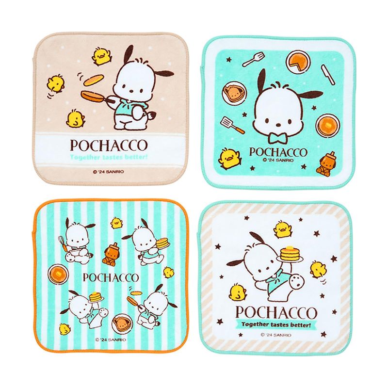 ポチャッコ 4Pプチタオルオヤツ プチタオルセット 抗菌加工 綿100％ 16 16cm 4枚セット ハンカチ ミニ..