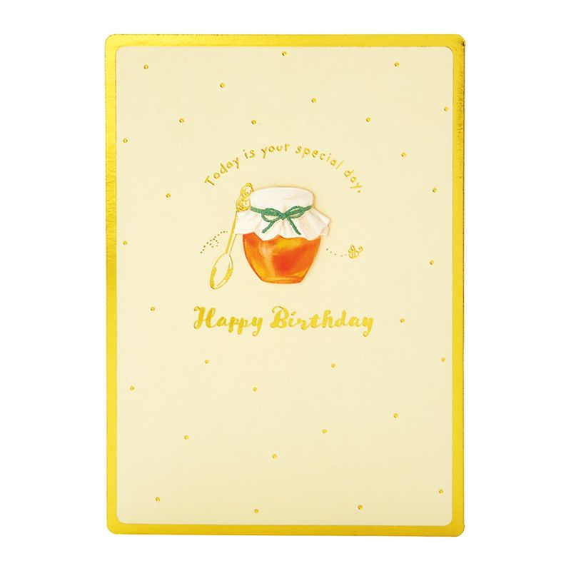 サンリオ バースデー BD166ー3 ED誕生日祝いカ−ド 950785 立体ポリレジン はちみつ 瓶 金箔 くすみカラー ミニカード 誕生日祝い ...