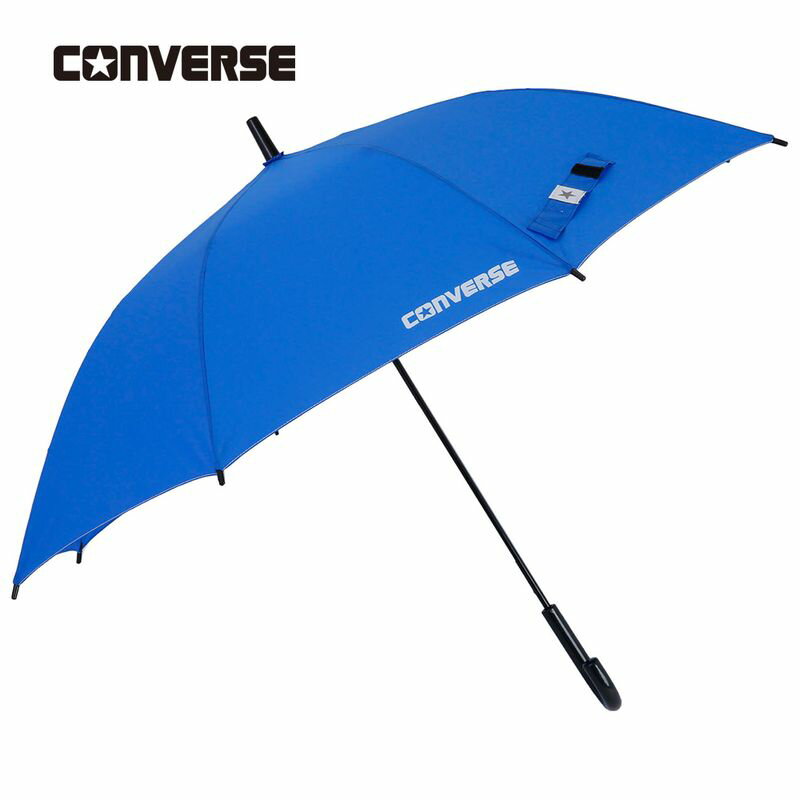 CONVERSE コンバース キッズ 雨傘 無地タイプ 長傘 ブルー 58cm 子供 傘 キッズ 長傘 無地 ワンタッチ ..