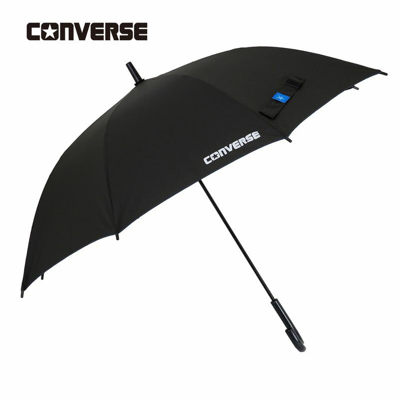 CONVERSE コンバース キッズ 雨傘 無地タイプ 長傘 ブラック 58cm 子供 傘 キッズ 長傘 無地 ワンタッ..