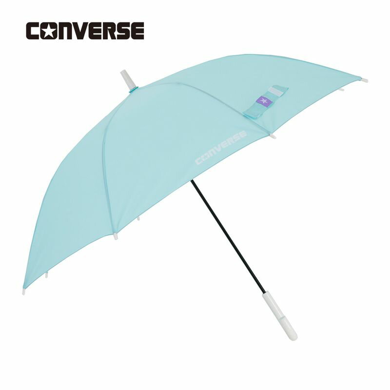 CONVERSE コンバース キッズ 雨傘 無地タイプ 長傘 ミント 58cm 子供 傘 キッズ 長傘 無地 ワンタッチ ..