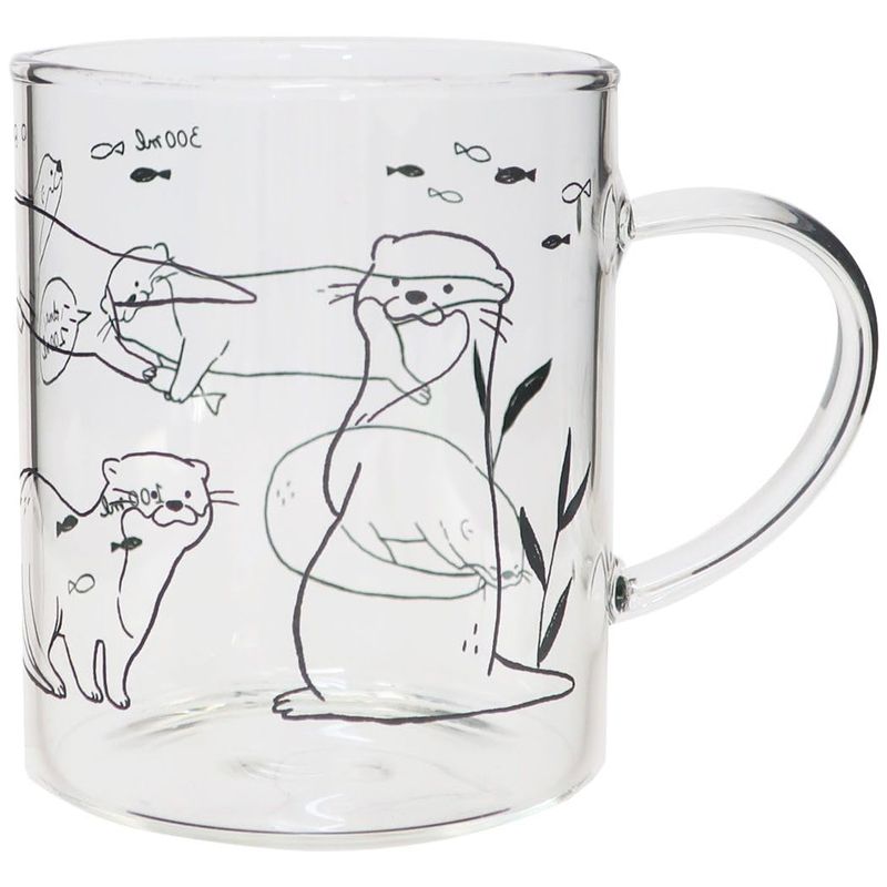 パインクリエイト マグカップ 耐熱グラスマグ 海アート カワウソ