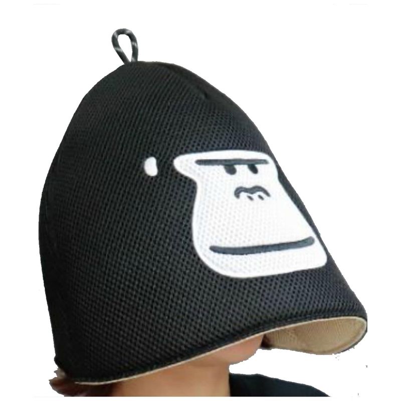 パイン・クリエイト ごリラックス まもるさんの瞑想メッシュハット ブラック サイズ 約W37 D77 H31 25P45514
