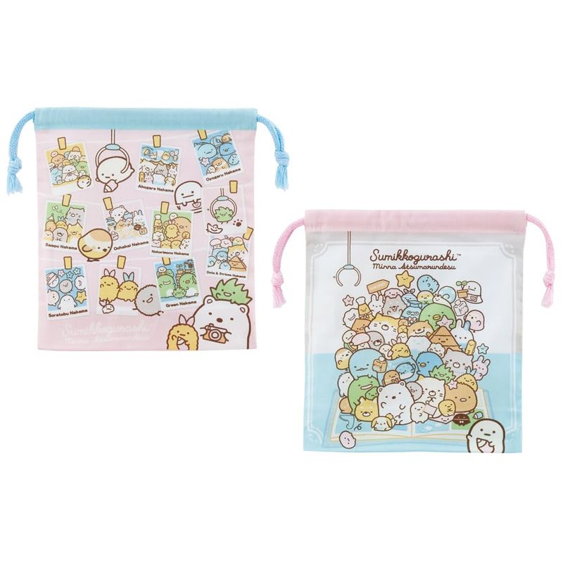 Drawstring Bags - スケーター Skater マチ付 お弁当 巾着袋 2枚セット すみっコぐらし あつまるんです KB64WN