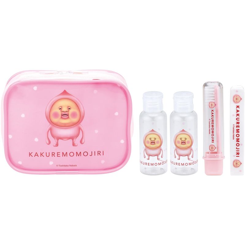 スケーター Skater トラベルセット ポーチ・ボトル2本・歯ブラシ・くし こびとづかん 桃尻 TRVS1