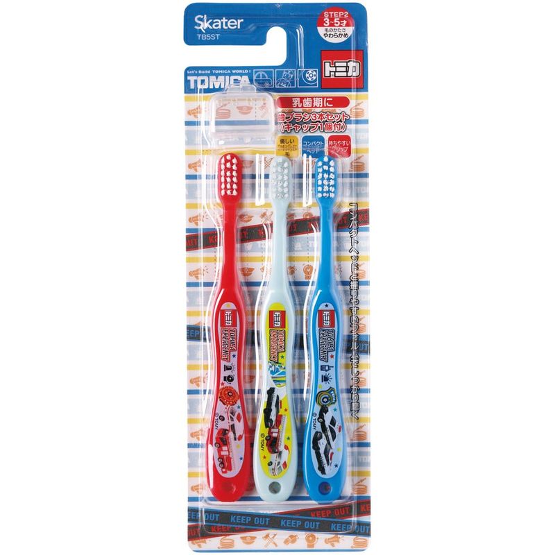 樂天商城 - スケーター Skater 歯ブラシ 園児用 3-5才 14cm やわらかめ 3本入 トミカ 23 TB5ST-A