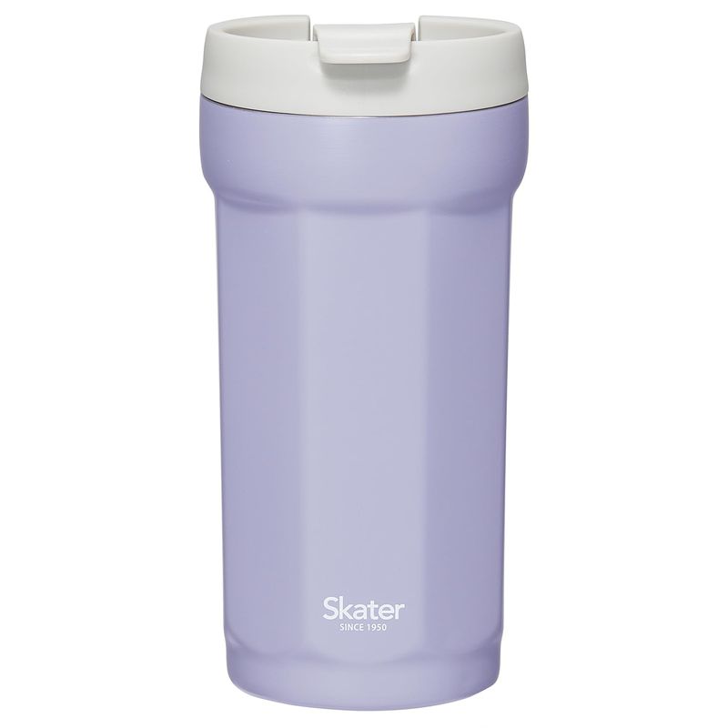 スケーター Skater 八角形 蓋付き ステンレス タンブラー 350ml 保温 保冷 真空断熱 フラップロック ライラックグレー SMVO4-A