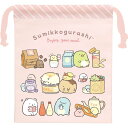 すみっコぐらし コップ巾着 CA61701 ランチ 巾着袋 W紐タイプ ポリエステル製 約190 155 80mm かわいい 巾着(3)