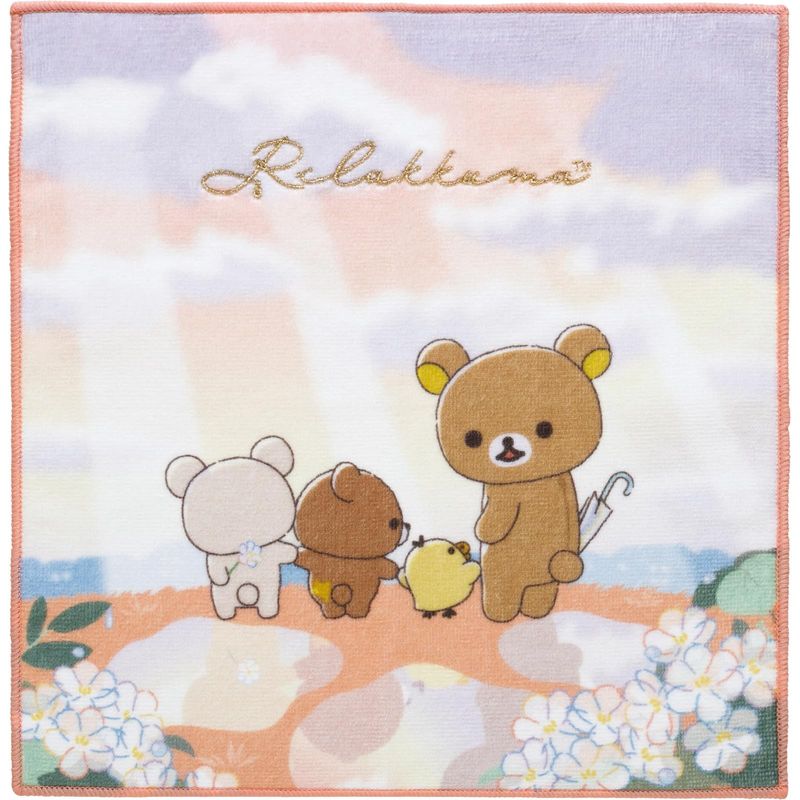 リラックマ ミニタオル CM51702 雨のち晴れシリーズ 約250 250mm 綿100％ シャーリング加工 刺しゅう入り かわいい ハンカチ