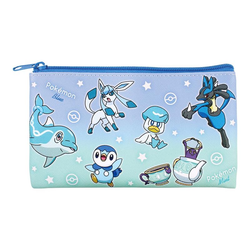 乐天商城 - ティーズファクトリー ポケットモンスター ルカリオ ポッチャマ シャワーズ グレイシア クワッス コアルヒー ラプラス ポットデス ドラメシヤ フラットマルチ ポーチ グラデーション ブルー&ミント