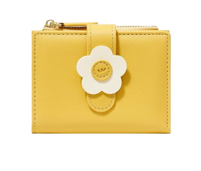 財布 レディース かわいい ミニ財布 小銭入れ カードホルダー 大容量 コンパクト 折りたたみ財布 高校生向け イエロー スキミング防止 ミドルウォレット おしゃれ お洒落 カードケース カード入れ クリスマス