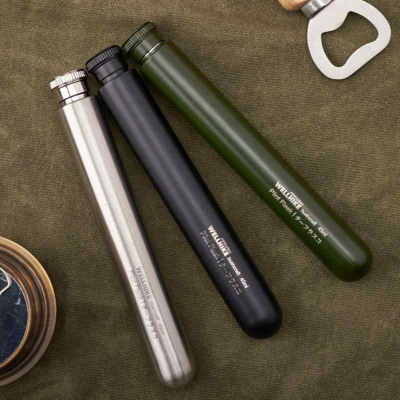 スキットル アウトドア キャンプ 携帯用 ステンレス製 厚手 塗装加工 モダン シンプル 筒型ボトル 多機..