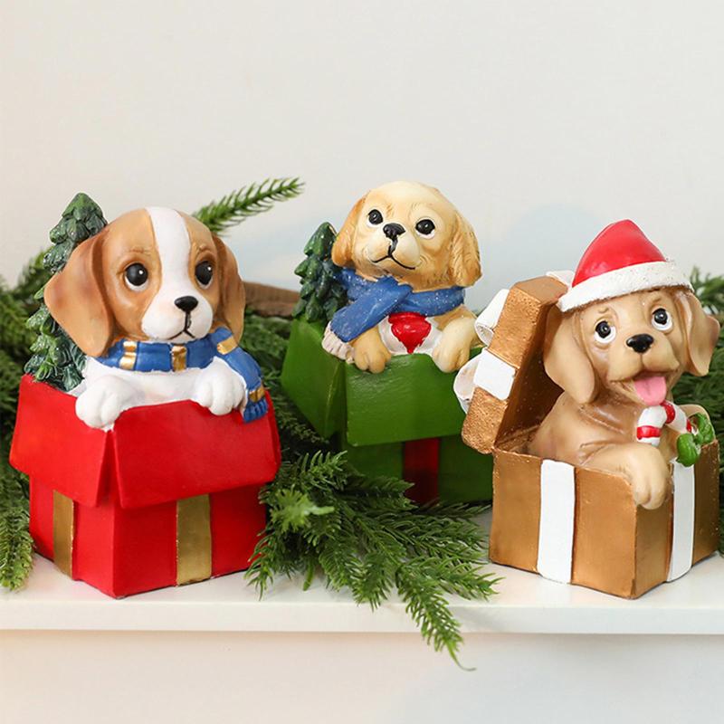 ミニチュア デコレーション 子犬 オーナメント デスク パソコンデスク 子犬用 学習デスク オーナメントセット クリスマス 犬 置物 樹脂彫刻 自宅 誕生日 パーティー リビングルーム用 おしゃれ