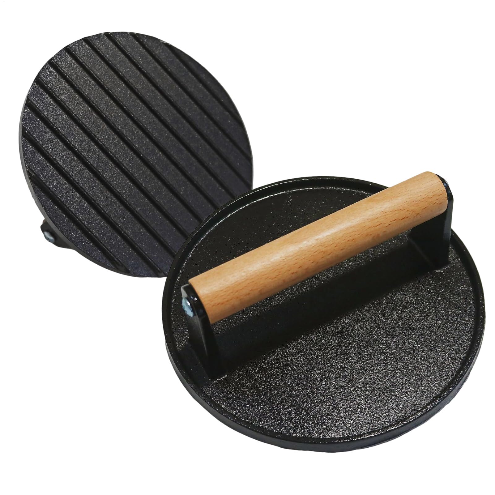 バーガープレス - ノンスティック金属製バーベキュー用プレス道具 | 人間工学デザイン グリル調理用品 パーティー・ピクニック・キャンプ・バーベキューに最適