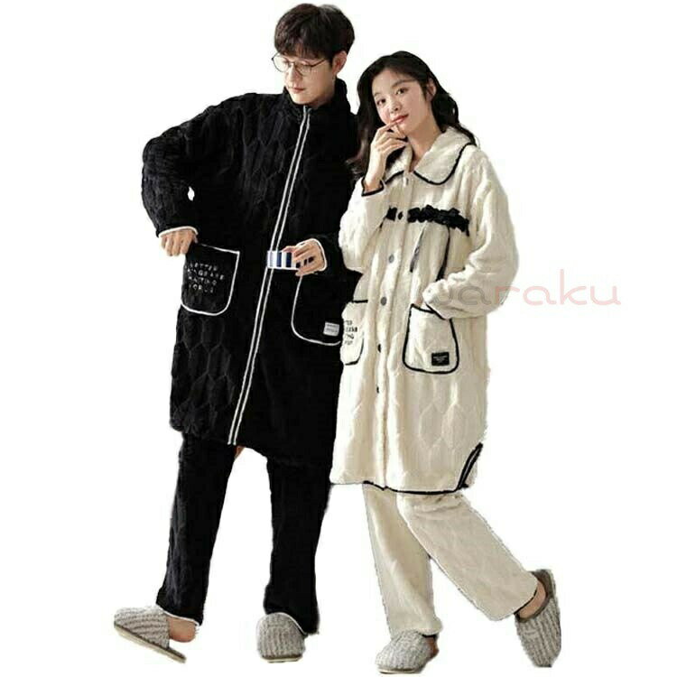 カップル ロング丈 パジャマ ルームウェア ペア 長袖 ペアブレスレット 半袖 ペア下着 冬 可愛い ペア..