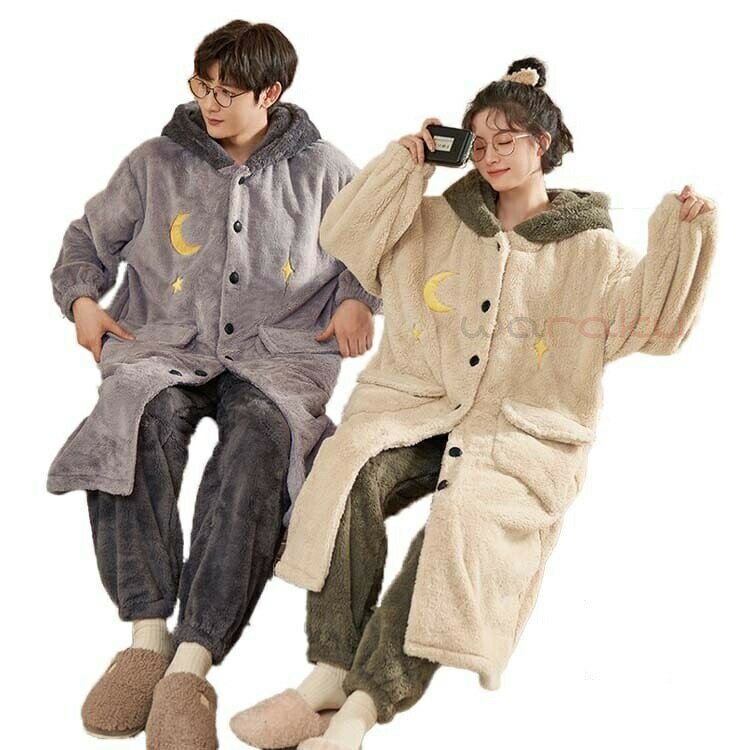 カップル パジャマ 裏起毛 ルームウェア ペア 長袖 ペアブレスレット 体型カバー ペア下着 冬 ナイトガ..