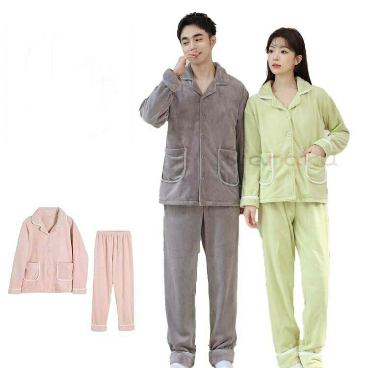 カップル パジャマ ルームウェア アウター ペア 長袖 暖かい ペアブレスレット ペア下着 冬 シンプル系..