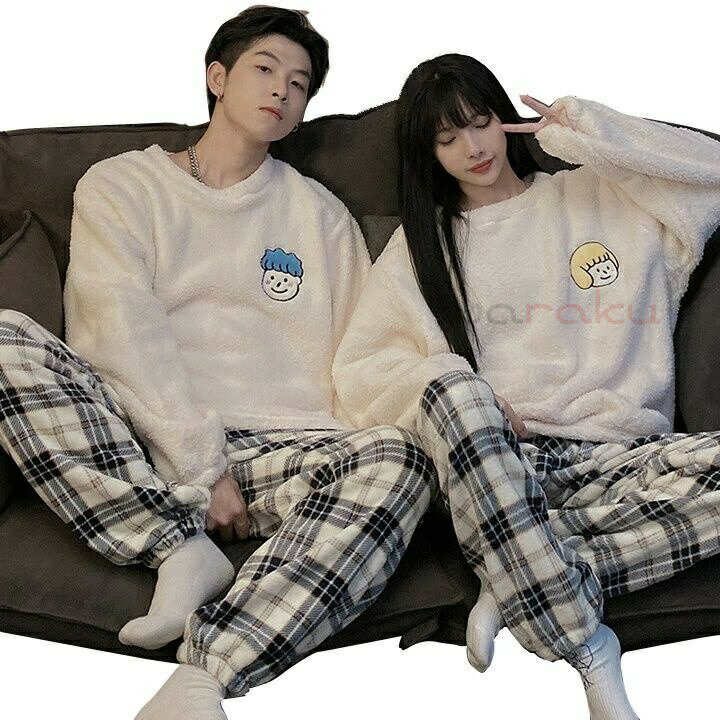 カップル パジャマ ルームウェア ペア 部屋着 長袖 ペアブレスレット 防寒 ペア下着 冬 ペアパジャマ ..