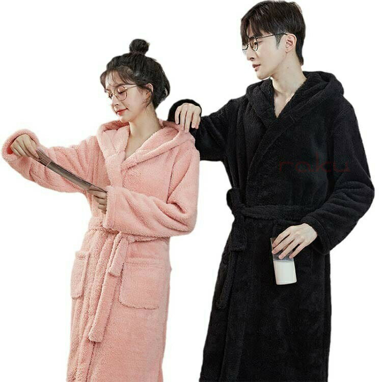 カップル パジャマ 裏起毛 ルームウェア ペア 長袖 ペアブレスレット 体型カバー ペア下着 冬 ナイトガ..