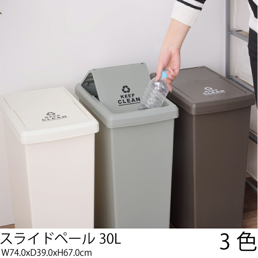 スライドペール30L【ブラウン: ホワイト: グレー 】ゴミ箱 ダストボックス 蓋つき 30リットル お洒落 リビング キッチン 北欧 おしゃれ 【メーカー直送】【東谷】