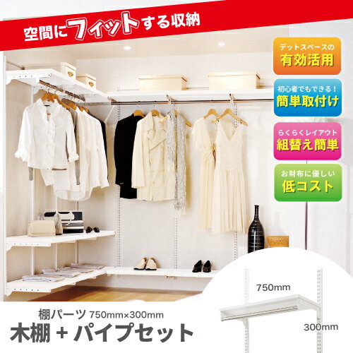 【最大3万円クーポン配布中★16日01:59まで】フィットラックエフ 棚パーツ TPセット 木棚+パイプセット [TP7530EorG] サイズ 幅750×奥行300 ×高さ19mmor18mm 収納システム 2