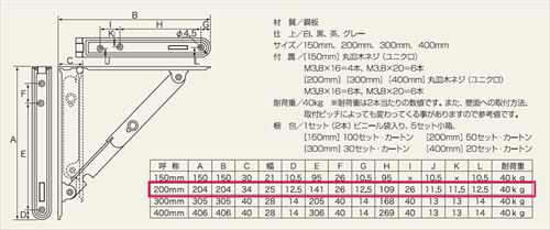 【LINEクーポン配布中】TANNER 棚受金具 [TANNER854-401] 折りたたみ式棚受金具300mm色：白1組（2本入）