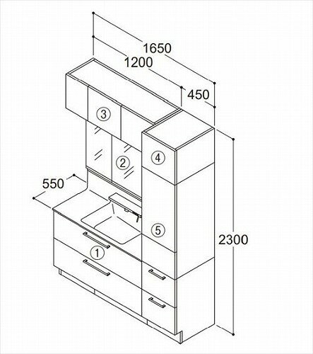 TOTO 洗面化粧台 オクターブ間口1650mm スウィング三面鏡 ワイドLED照明 セットプラン 受注生産品 メーカー直送