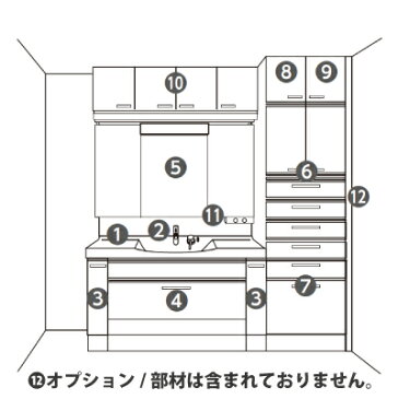 洗面化粧台 幅1800mm LS-18SEプラン 受注生産品 キャビネットタイプ 扉:サテンホワイト カウンター:グラニットブラック ラシス パナソニック