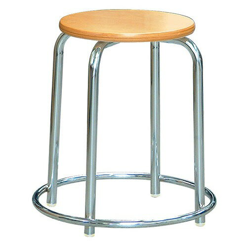 【最大3万円クーポン配布中★26日1:59まで】椅子 ラウンドスツール合板（外リング付き） ナチュラル/クロームメッキ [RW-3C] ルネセイコウ メーカー直送