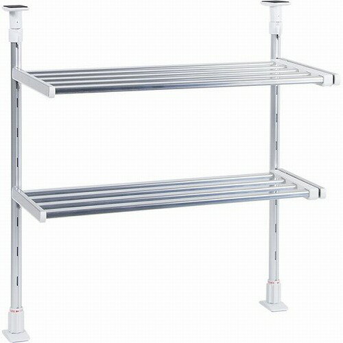 【LINEクーポン配布中】水切棚 伸縮つっぱり棚 2段 幅50?90 キッチン [TP2-90L] スペースを有効活用 収納 田窪工業所 メーカー直送