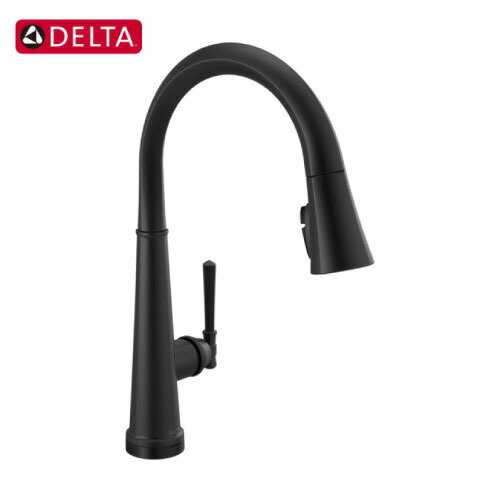 【最大3万円クーポン配布中★16日1:59まで】キッチン水栓 Emmeline エメリン タッチ水栓 シングルレバー混合水栓 ホース引出式 [9182T-BL-DST] マットブラック デルタ DELTA メーカー直送