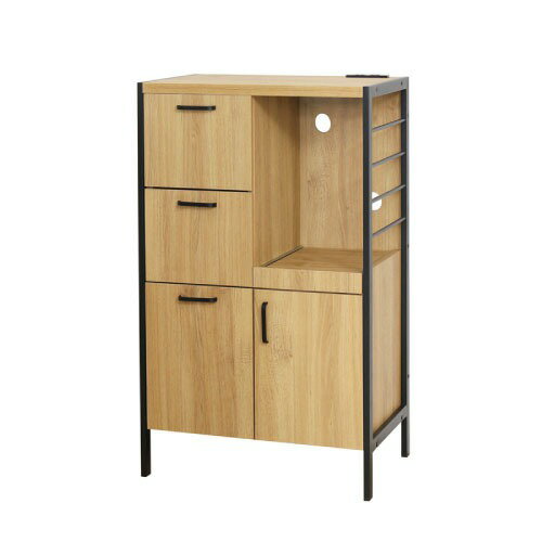 Cupboard - 【最大3万円クーポン配布中★16日01:59まで】食器棚・収納棚 アート食器棚60-100 モダンナチュラル [4954877233787] W60×D40×H100cm 1500W2口コンセント付 組立式 クロシオ メーカー直送