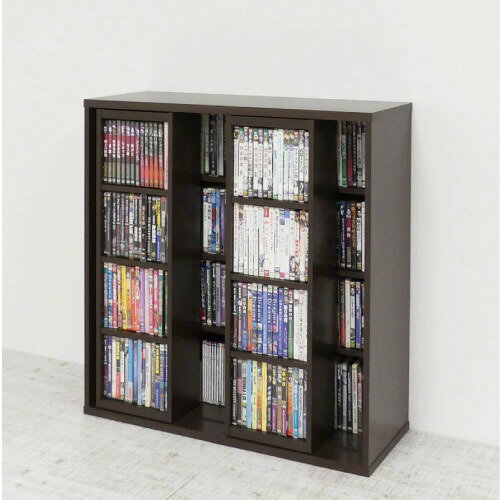 【最大3万円クーポン配布中★26日01:59まで】収納棚 深型スライドシェルフ ダークブラウン [4954877252177] W90×D34×H93cm CD・DVD・コミック本収納 組立式 クロシオ メーカー直送