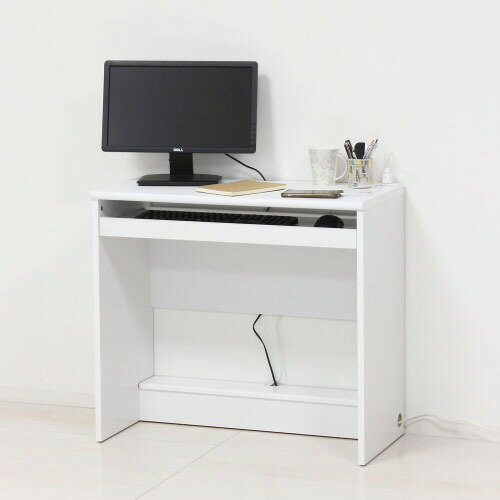 【エントリーでポイント10倍】配線収納デスク フットレスト付 ホワイト [4954877252184] W80×D39×H71.5cm パソコンデスク・ワークデスク 組立式 クロシオ メーカー直送