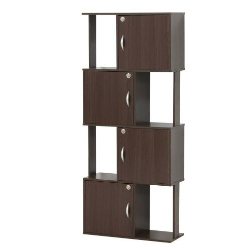 【最大3万円クーポン配布中★29日1:59まで】収納棚 ラック鍵付き4段ボックス ブラウン [4954877394242] W59×D24×H139cm 扉すべてに鍵付き 鍵は全て共通 組立式 クロシオ メーカー直送