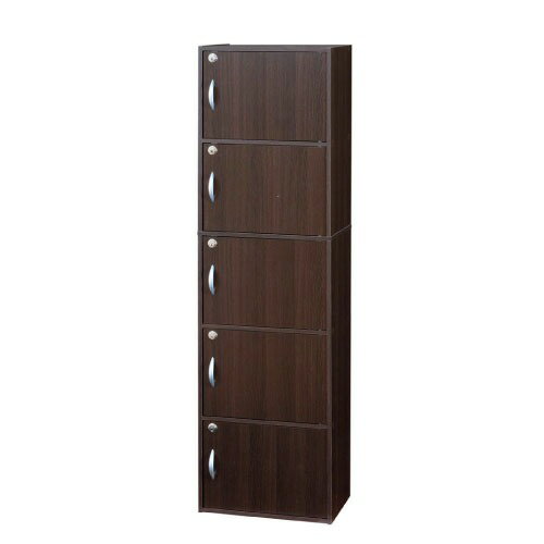 Rakuten - 【LINEクーポン配布中】収納棚 鍵付き5段ボックス R ブラウン [4954877394457] W42×D29×H144.5cm 扉すべてに鍵付き 鍵は全て共通 組立式 クロシオ メーカー直送