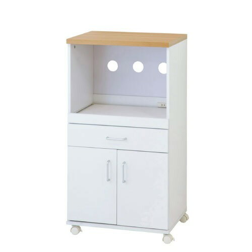 【最大3万円クーポン配布中★10日1:59まで】食器棚・収納棚 らくらくレンジワゴン ホワイト [4954877657033] W54×D41×H100.5cm 1500W2口コンセント付 組立式 クロシオ メーカー直送