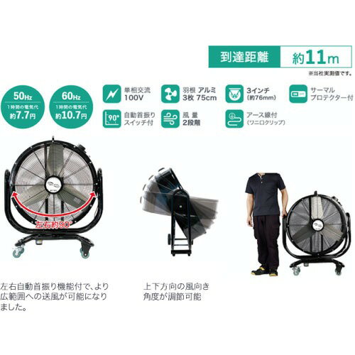 【最大3万円クーポン配布中★27日09:59まで】【欠品中 7月下旬頃予定】扇風機 75cm首振りビッグファン ナカトミ [BF-75ZS] 3枚羽根 単相100V 自動首振り付 法人様限定 メーカー直送 2