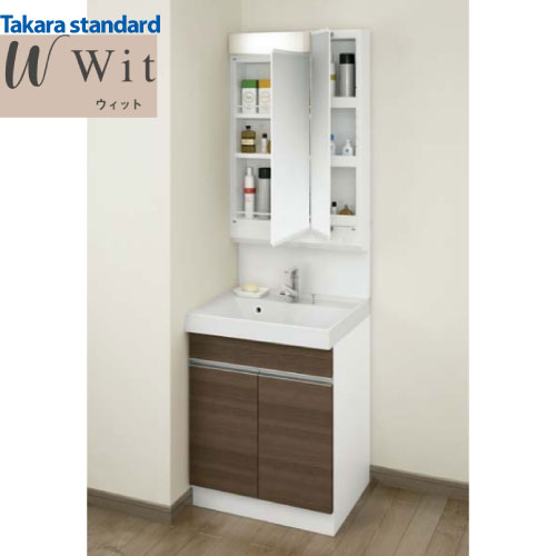 Rakuten - 【最大3万円クーポン配布中★27日09:59まで】洗面化粧台 WIT ウィット間口600mm フラットカウンター タカラスタンダード [wit21032] ダーク 2面鏡 扉タイプ 人造大理石